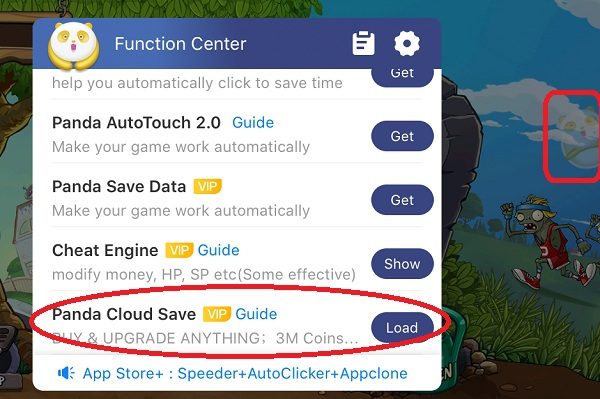 Panda Cloud Save is on a floating icon